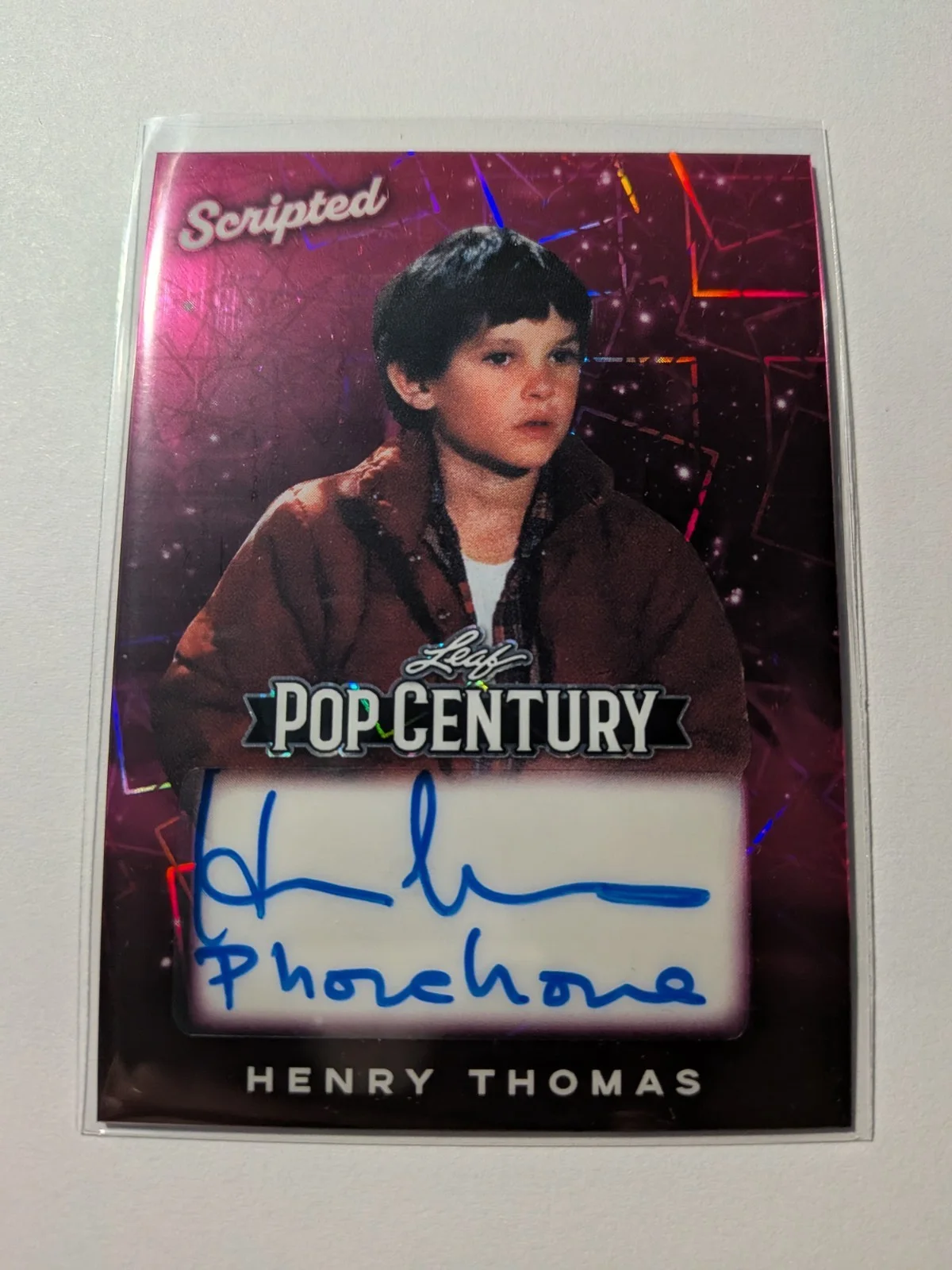 Henry Thomas — HENRY THOMAS Phone Home Inscription ET AUTO 2026 LEAF POP CENTURY AUTOGRAPH 1/1