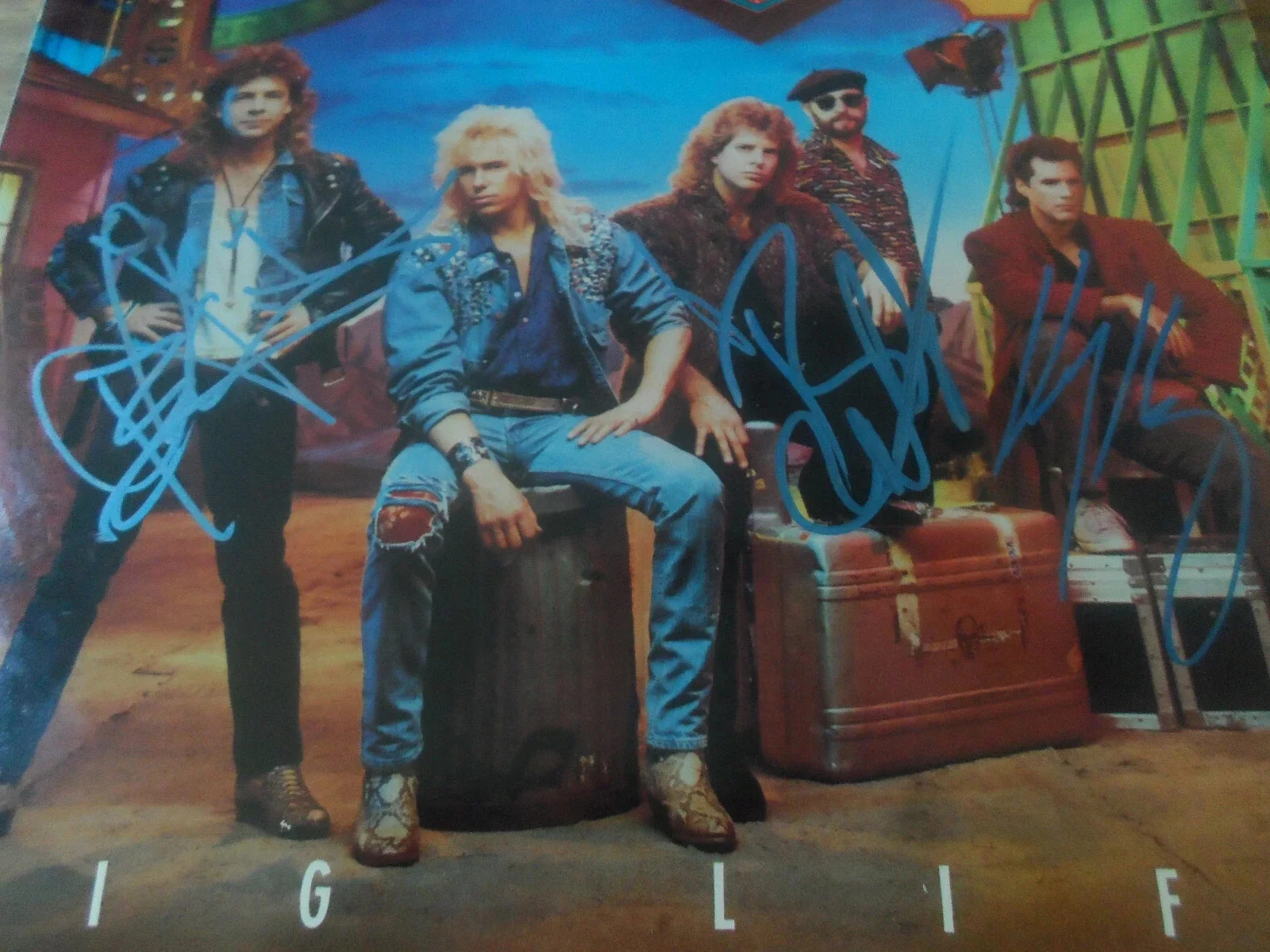NIGHT RANGER AUTHENTIC AUTOGRAPHED/SIGNED VINYL RECORD ALBUM--JACK BLADES + 3, изображение 2