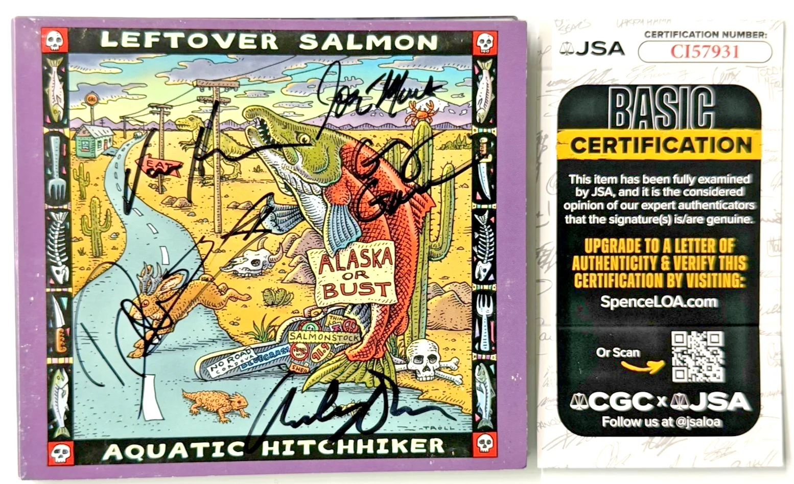 Leftover Salmon Aquatic Hitchhiker Signed CD Insert Band Auto Herman Emmitt JSA, image 2
