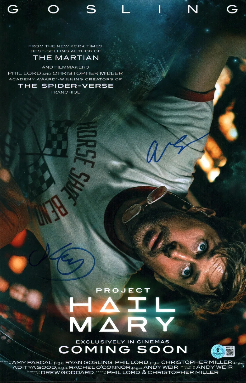 phil lord and chris miller — Phil Lord Chris Miller Signed Project Hail Mary Directors 11x17 Photo BAS COA