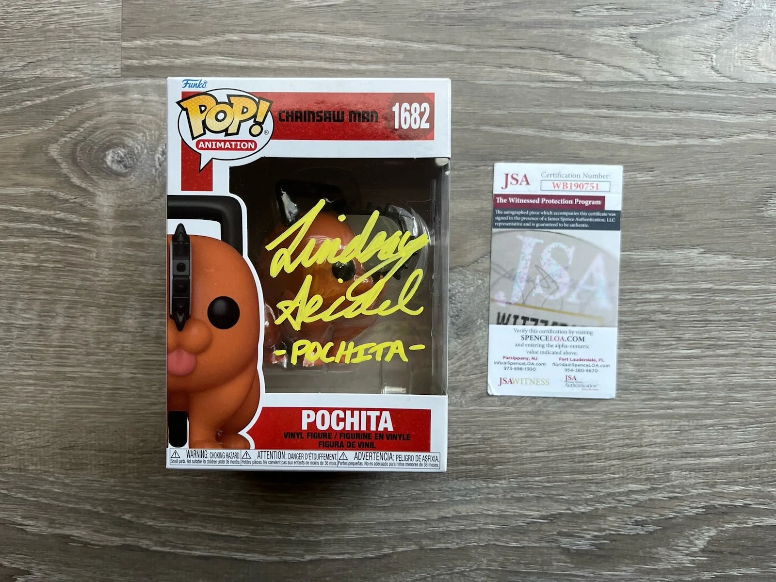 Lindsay Seidel — Lindsay Seidel Signed Pochita Funko Pop JSA COA Chainsaw Man Anime Autograph
