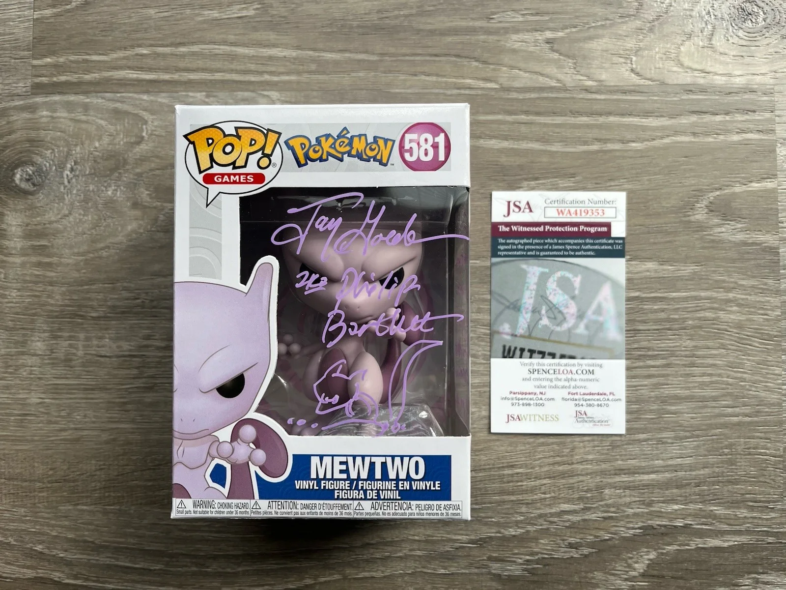Jay Goede — Jay Goede Signed Sketched MewTwo Funko Pop JSA COA Pokemon Philip Bartlett Anime, изображение 2