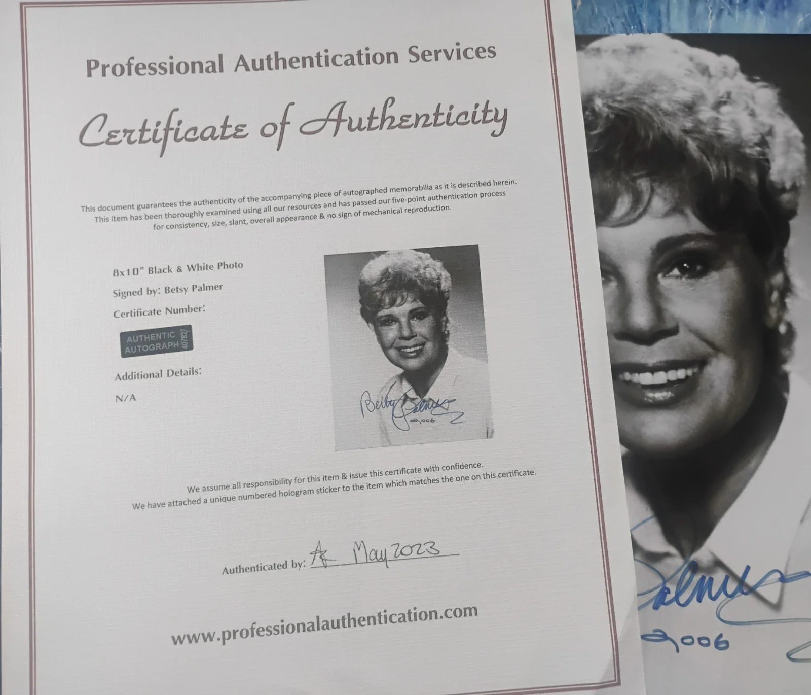 Betsy Palmer Hand Signed 8x10 Photo COA Friday The 13th NO US TARIFFS, изображение 4
