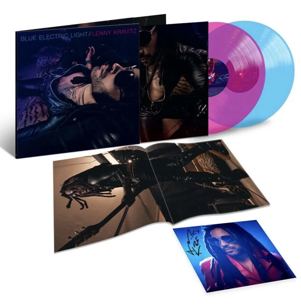 Lenny Kravitz - Blue Electric Light - Blue & Pink Double Vinyl Signed Art Print, изображение 4