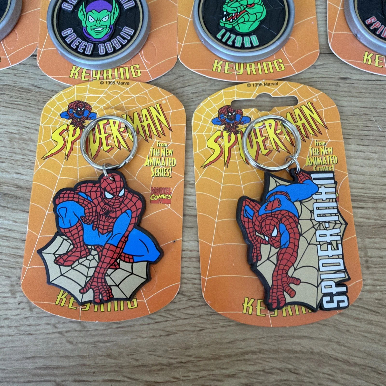 Rare Marvel 1995 Spiderman Keyring Set Of 6 New Old Stock, изображение 5