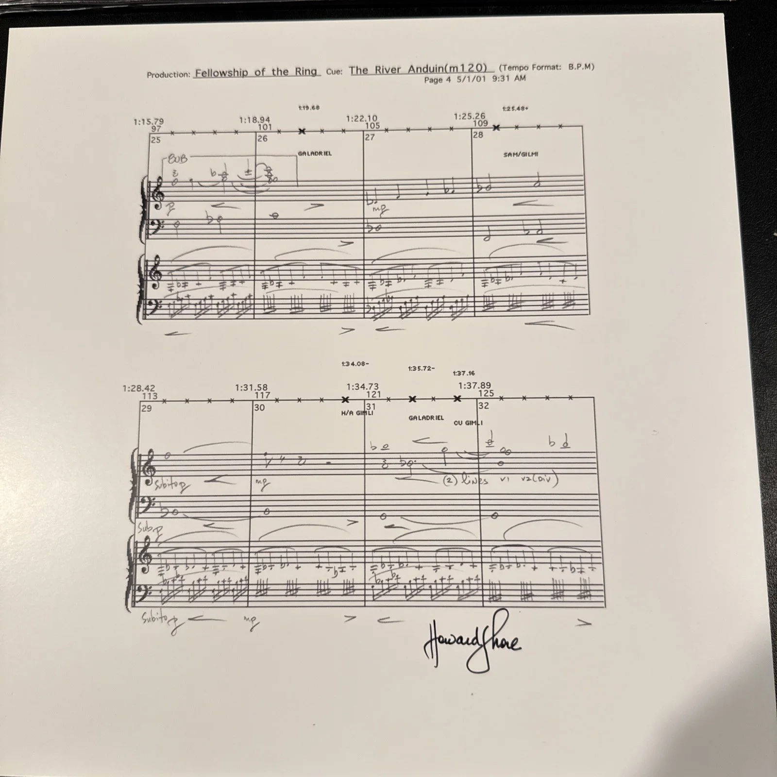 SIGNED HOWARD SHORE ANTHOLOGY VINYL THE LORD OF THE RINGS COMPOSER SHEET MUSIC, image 2