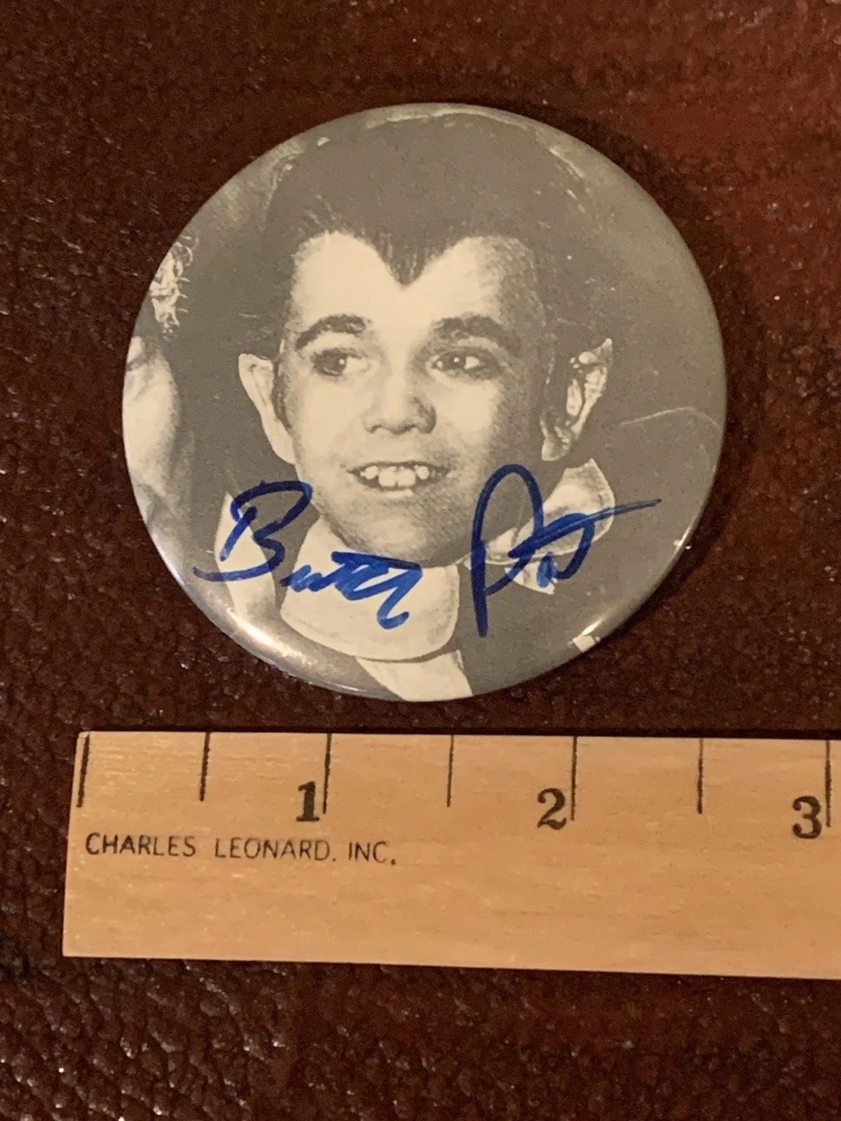 Vintage Butch Patrick SIGNED B&W Photo Picture Pin "Eddie Munster" The Munsters, image 3