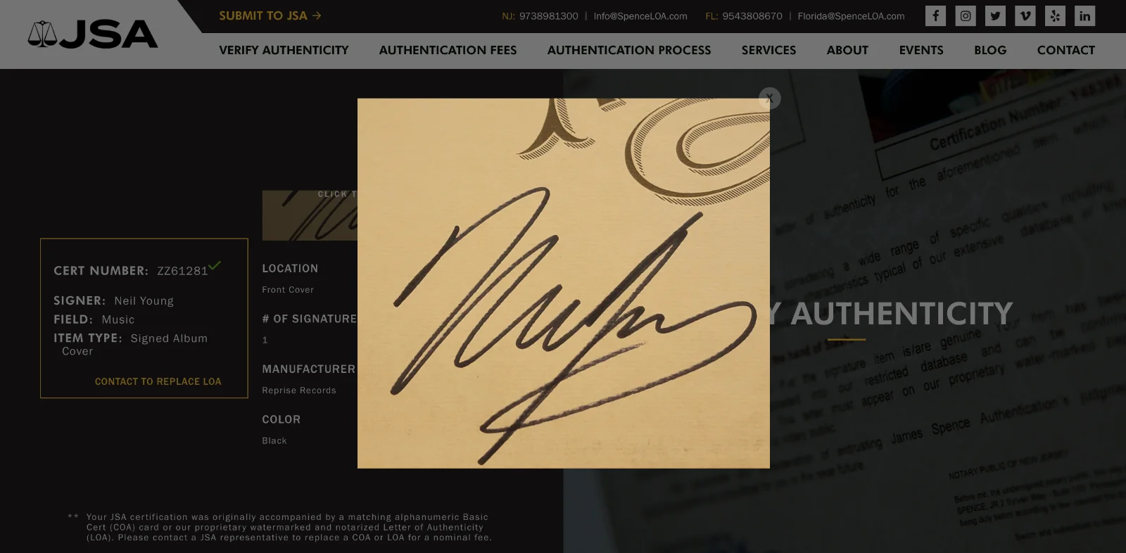 Neil Young Signed Harvest Vinyl Record JSA LOA ZZ61281, image 5