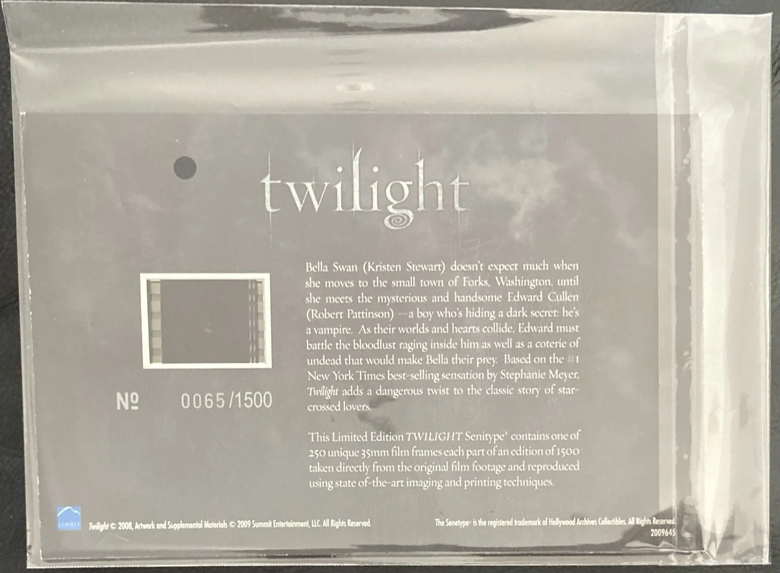 Twilight Senitype Film Cell No: 0065/1500 - Edward Prom Scene, image 2