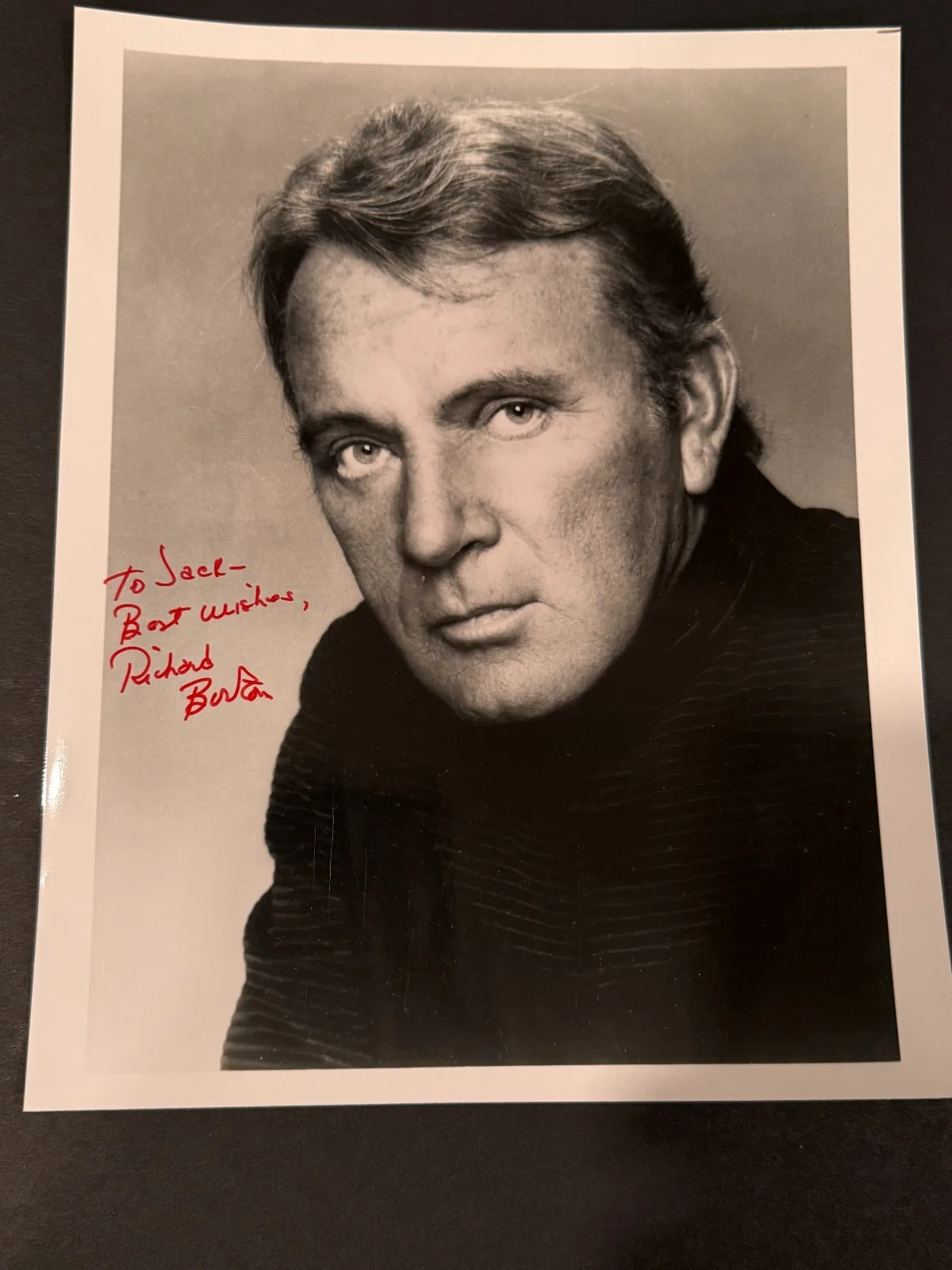 Richard Burton — Vintage 1980's 8x10 Inscribed Signed Photo by Legendary Actor Richard Burton