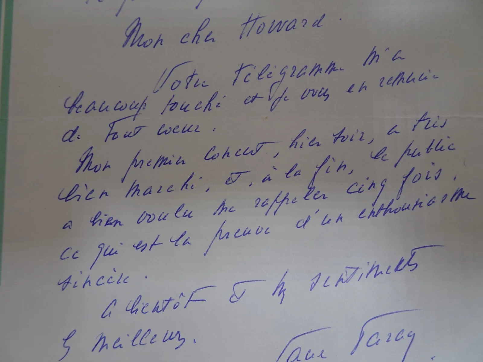 Paul Paray — Paul Paray French Conductor Autograph Letter to Symphony Manager Harrington 1962, изображение 5
