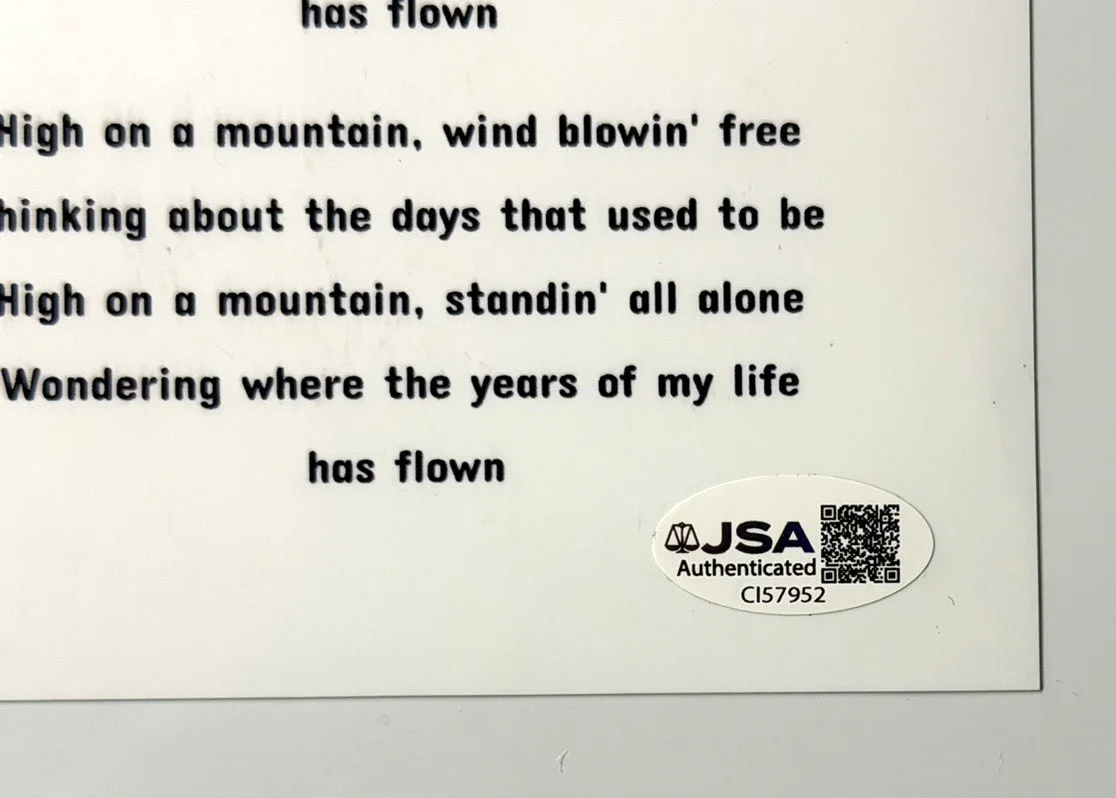 Del McCoury Signed 8x10 Lyrics Sheet Photo “High On A Mountain” Auto JSA COA, изображение 4