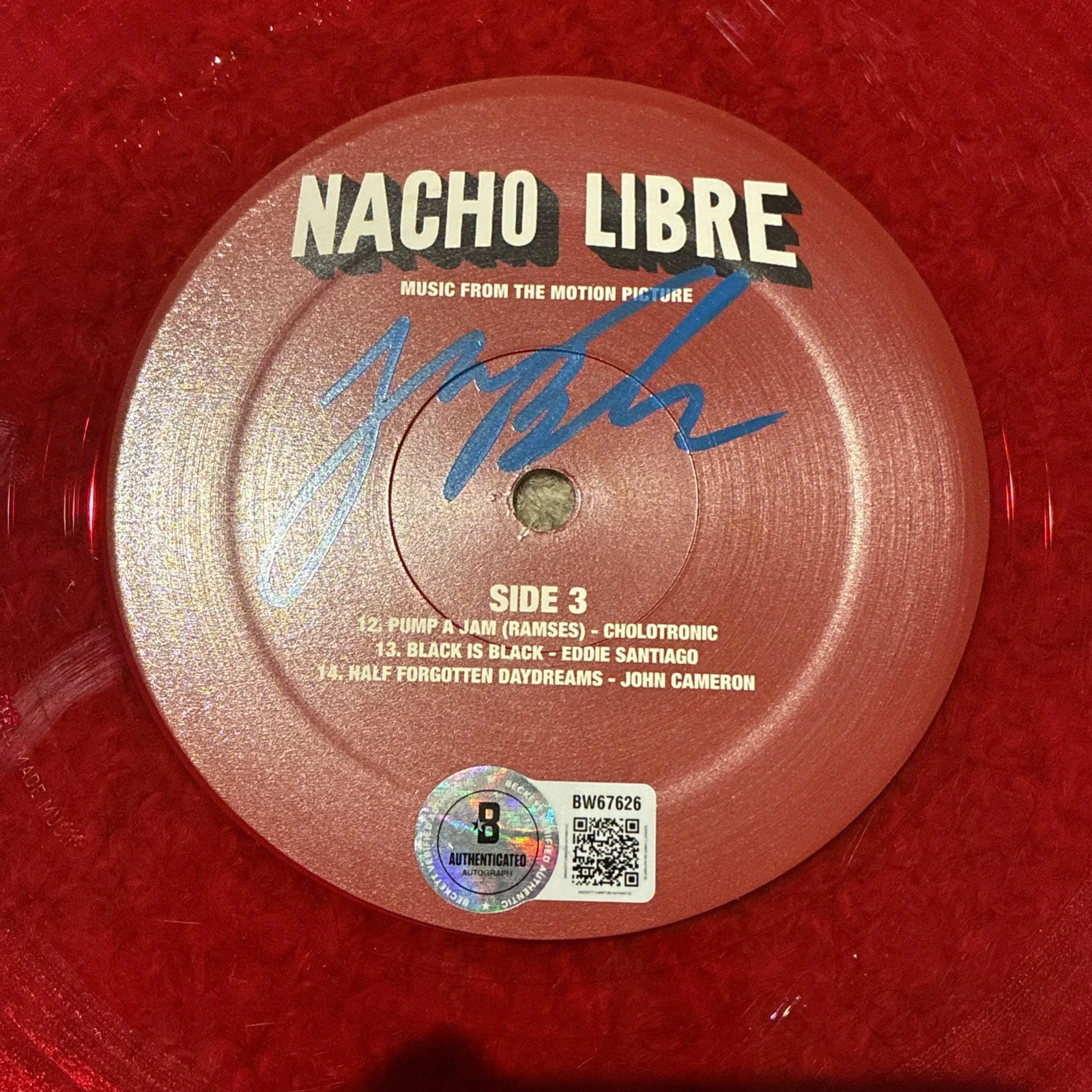 Jack Black — Jack Black Autographed Nacho Libre Movie Vinyl DISC Beckett COA, изображение 2