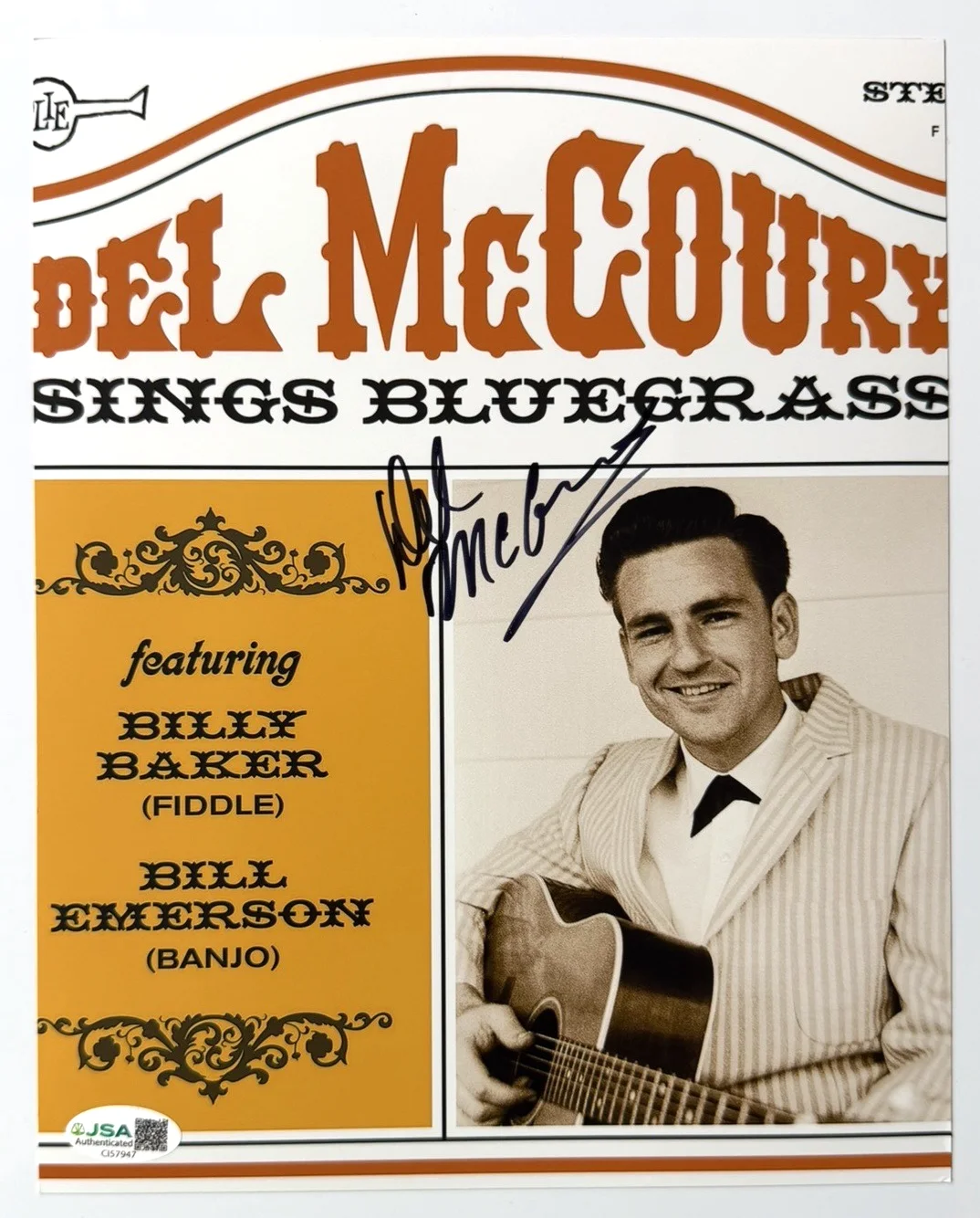 Del McCoury Signed 8x10 Photo “Sings Bluegrass” Album Image JSA COA Authentic, image 2