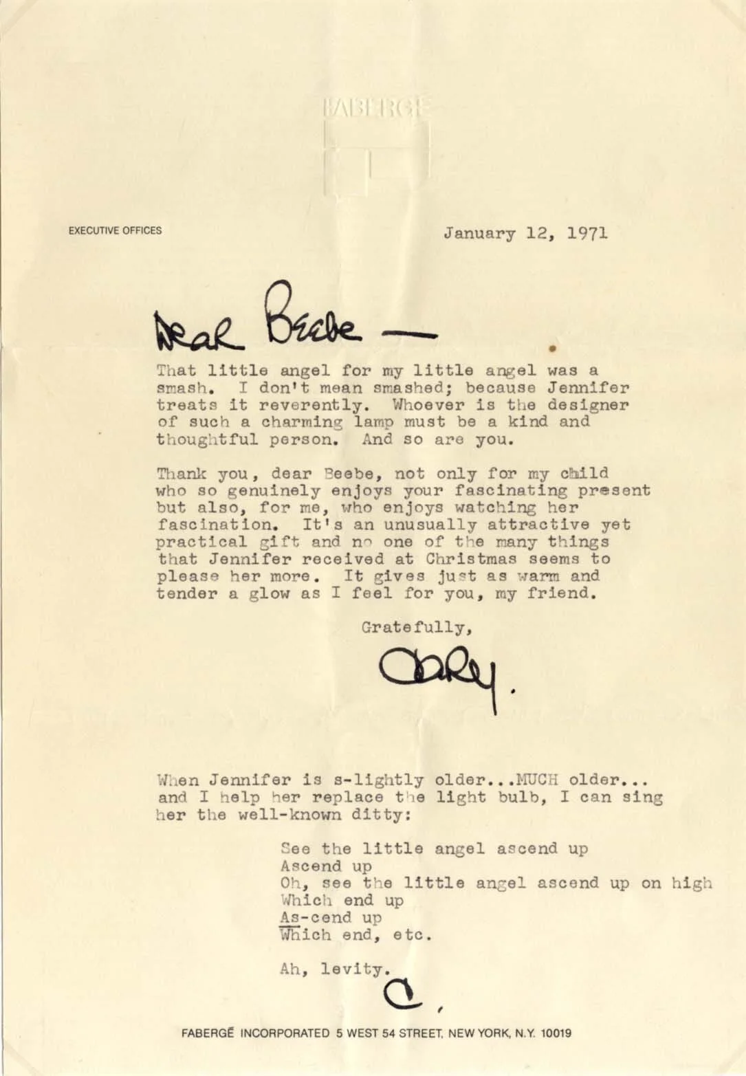 ACTOR Cary Grant autograph, typed letter signed & mounted, image 2