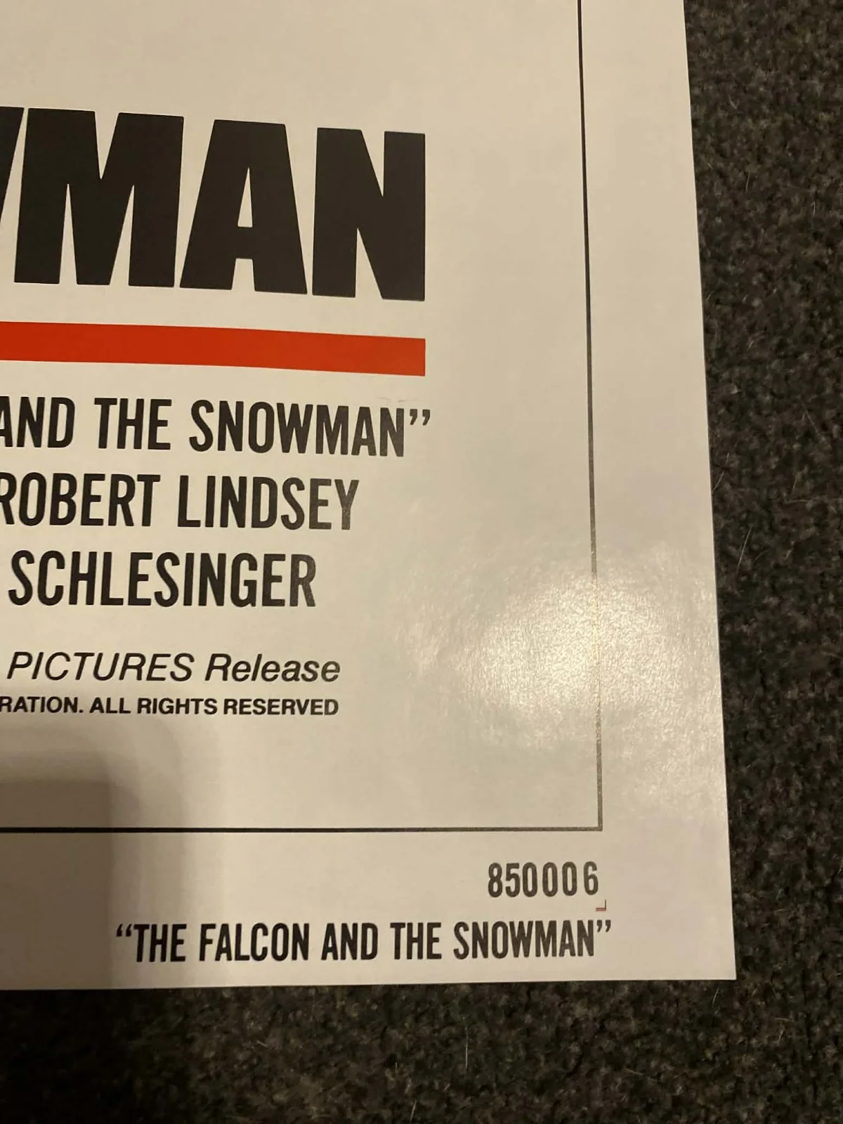 The Falcon And The Snowman (1985) Original US One Sheet Movie Poster, изображение 2