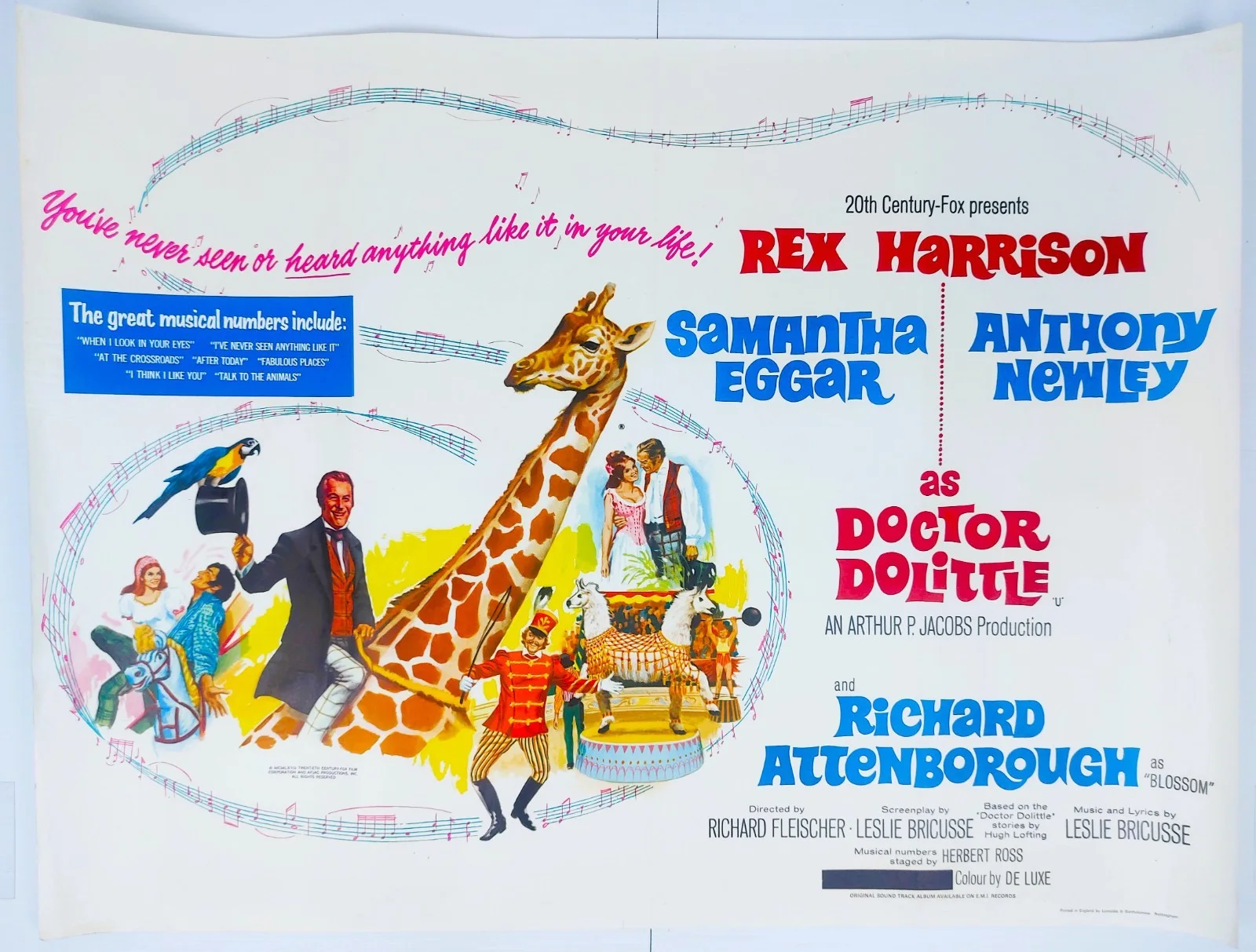 DOCTOR DOLITTLE ORIGINAL UK QUAD FILM POSTER 1968 UNFOLDED REX HARRISON, image 2