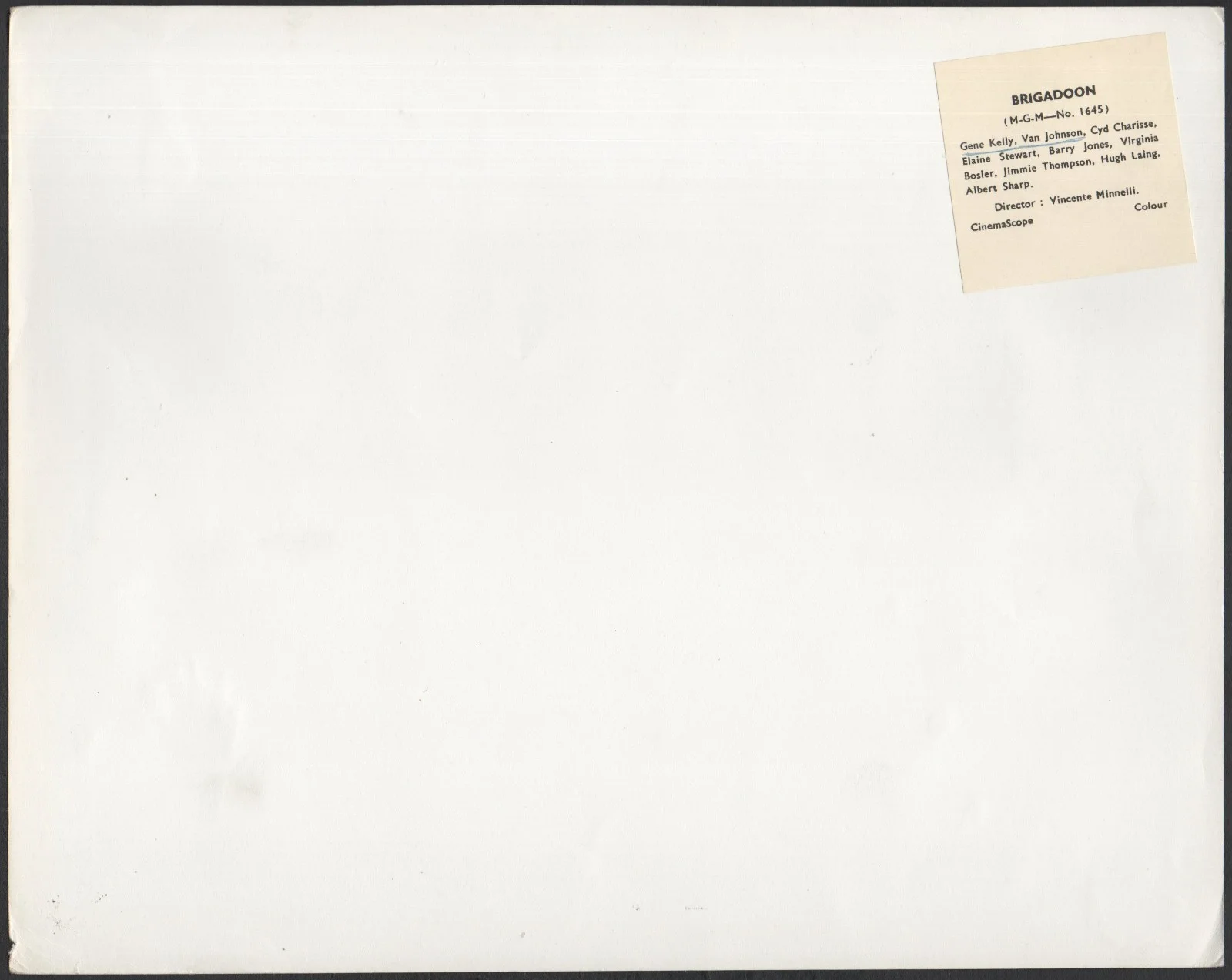 BRIGADOON 1954 Vincente Minnelli - Gene Kelly, Van Johnson 10x8 STILL, image 2