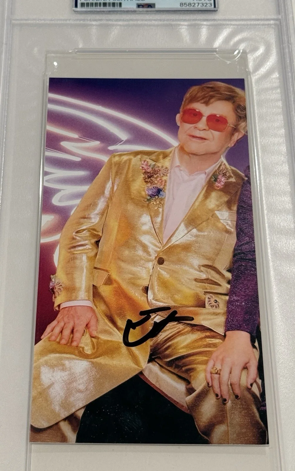 Elton John Signed Cut Photo Art Card PSA Authentic Autograph Supersized Slab, image 2