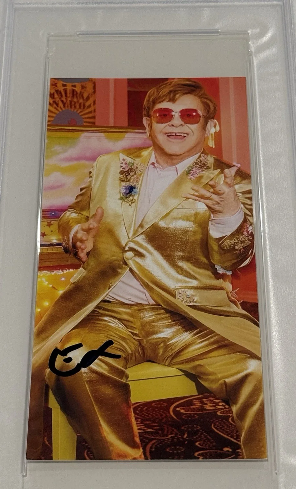 Elton John Signed Cut Photo Art Card PSA Authentic Autograph Supersized Slab !, image 2