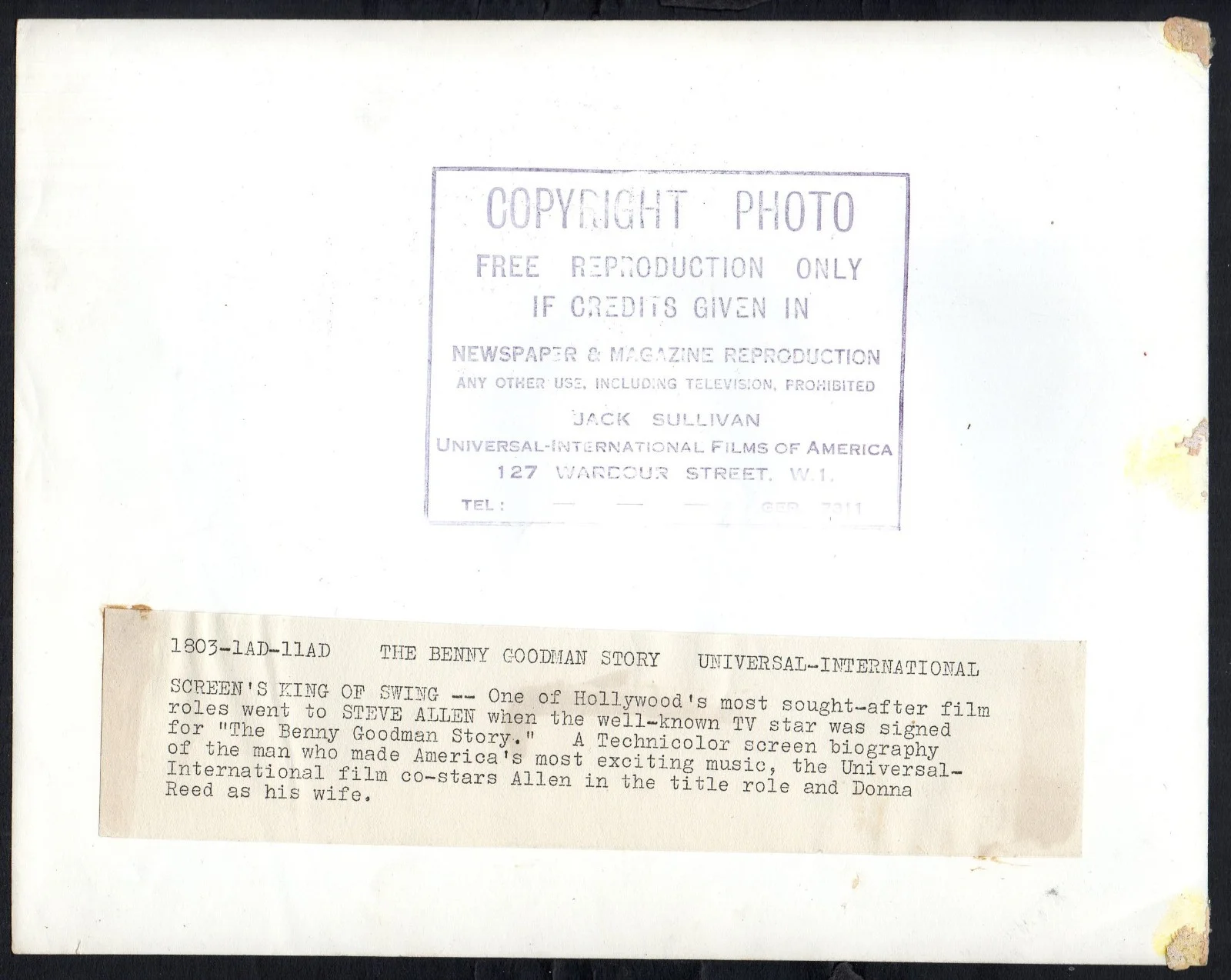 BENNY GOODMAN STORY 1956 Steve Allen 10x8 STILL #7AD, image 2