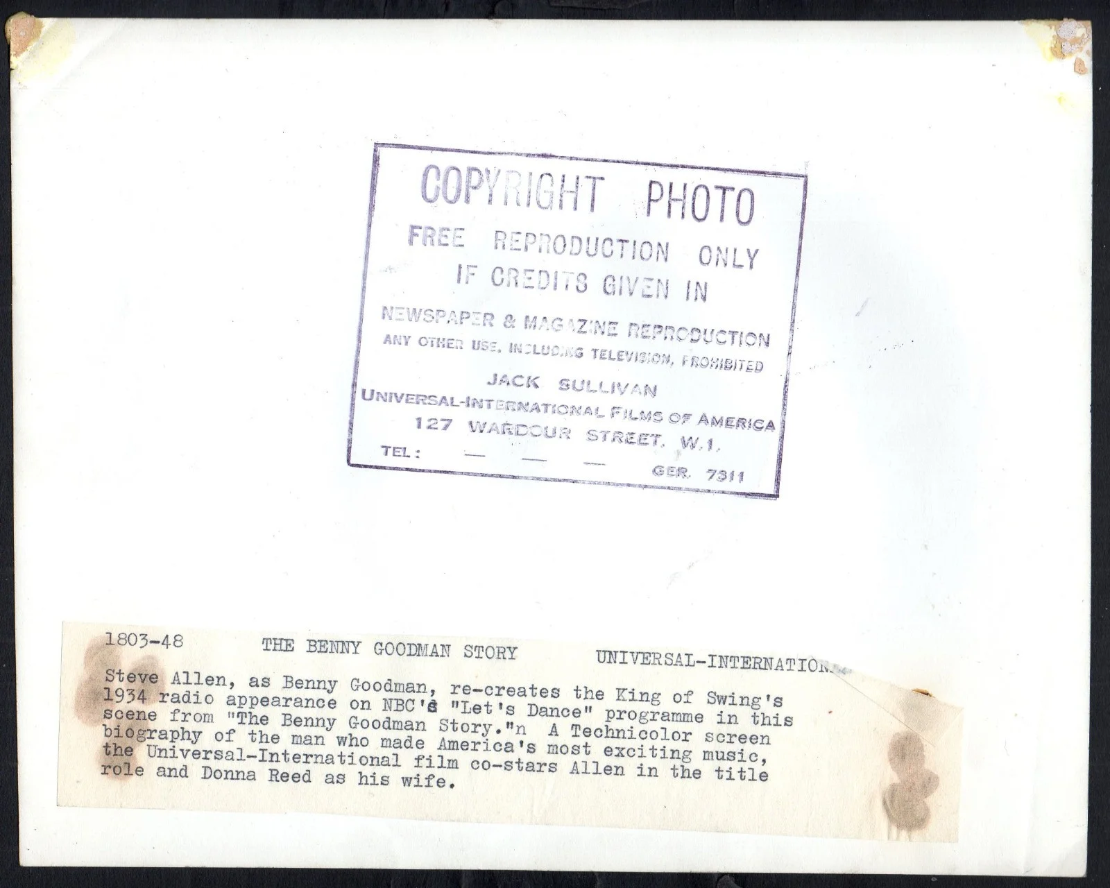 BENNY GOODMAN STORY 1956 Steve Allen 10x8 STILL #48, изображение 2