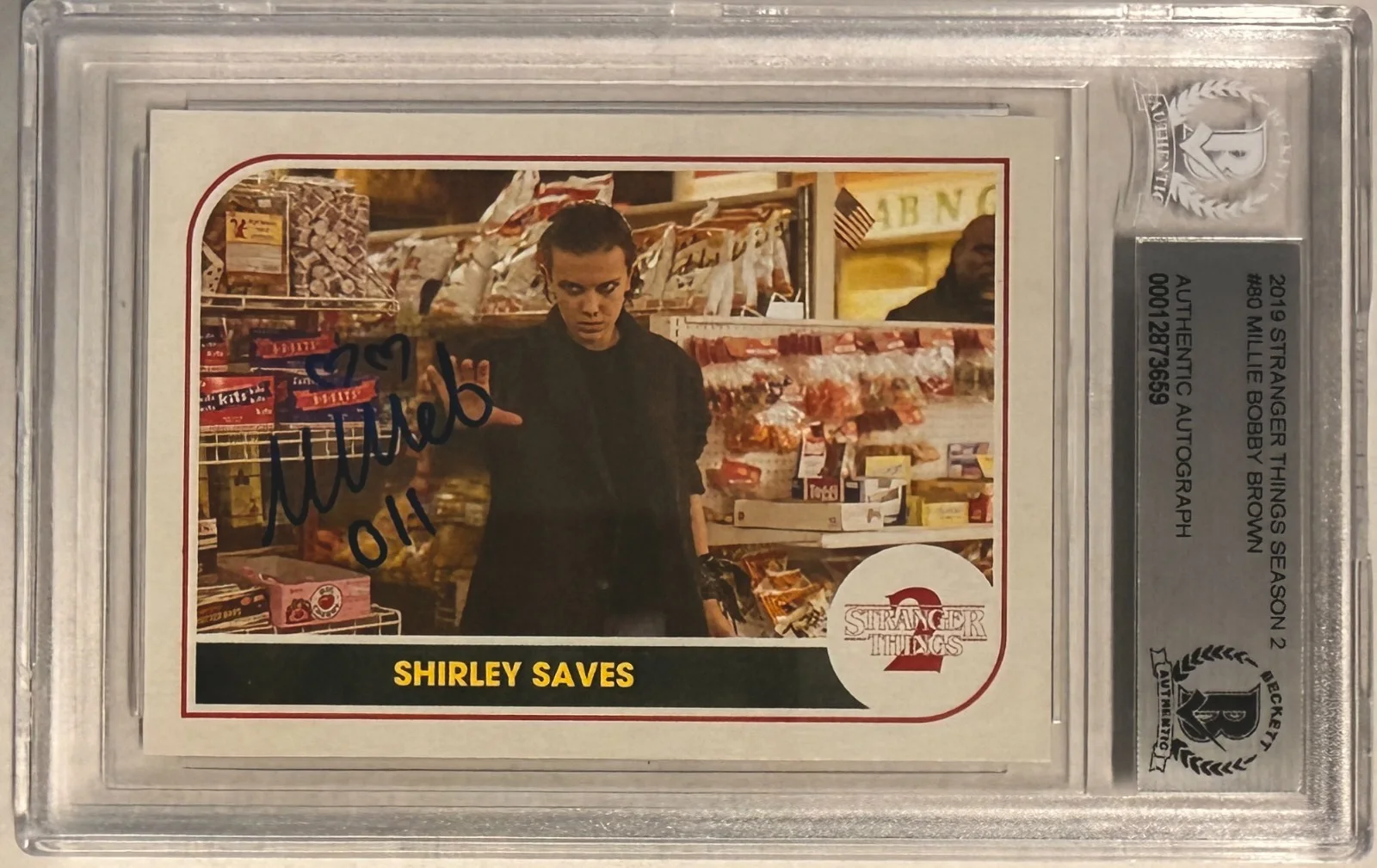 Millie Bobby Brown — 2019 Topps Millie Bobby Brown Stranger Things #80 Beckett BAS Authentic Auto, image 2