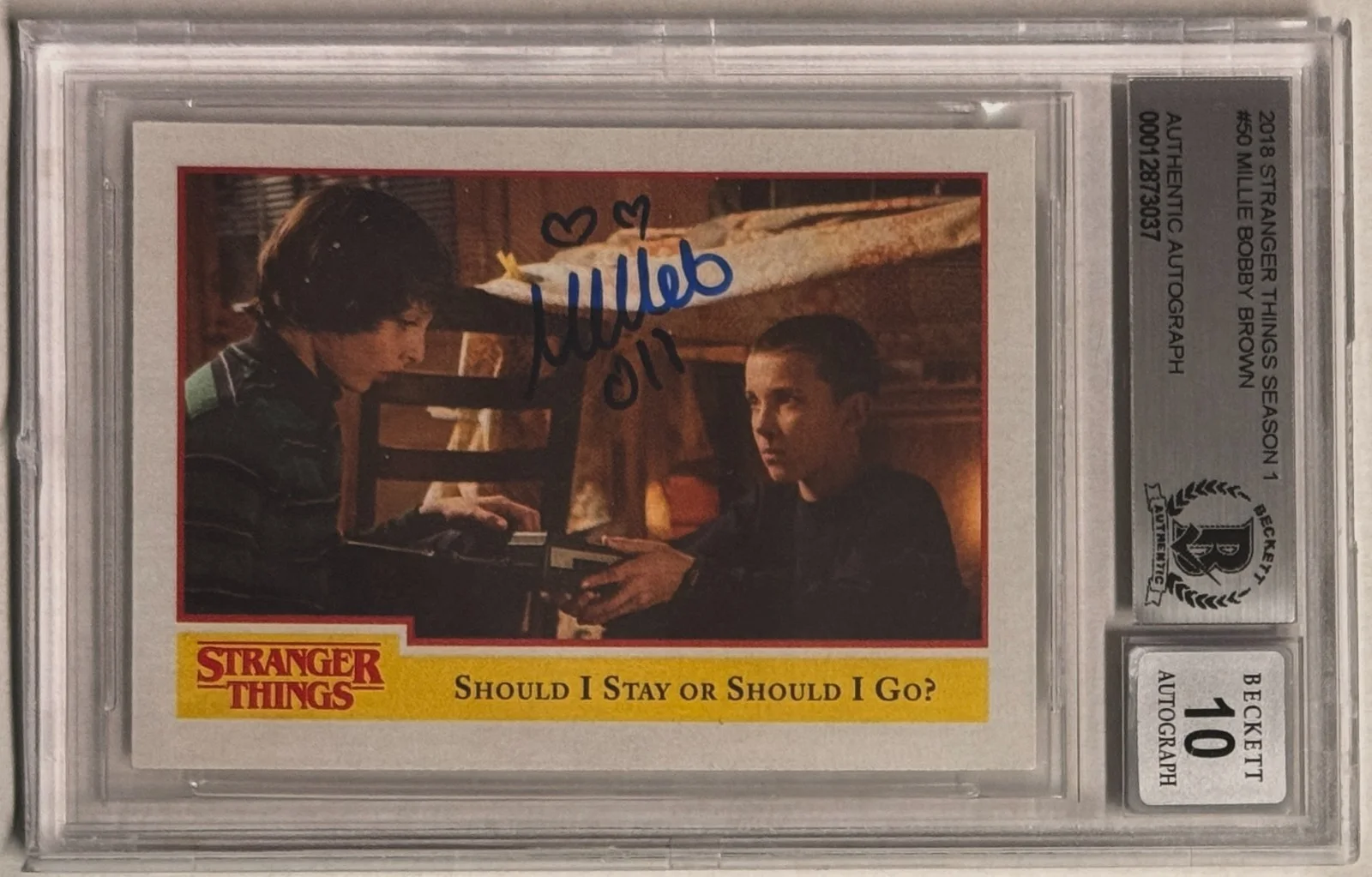 Millie Bobby Brown — 2018 Topps Millie Bobby Brown Stranger Things #50 Beckett Authentic AUTO 10, image 2