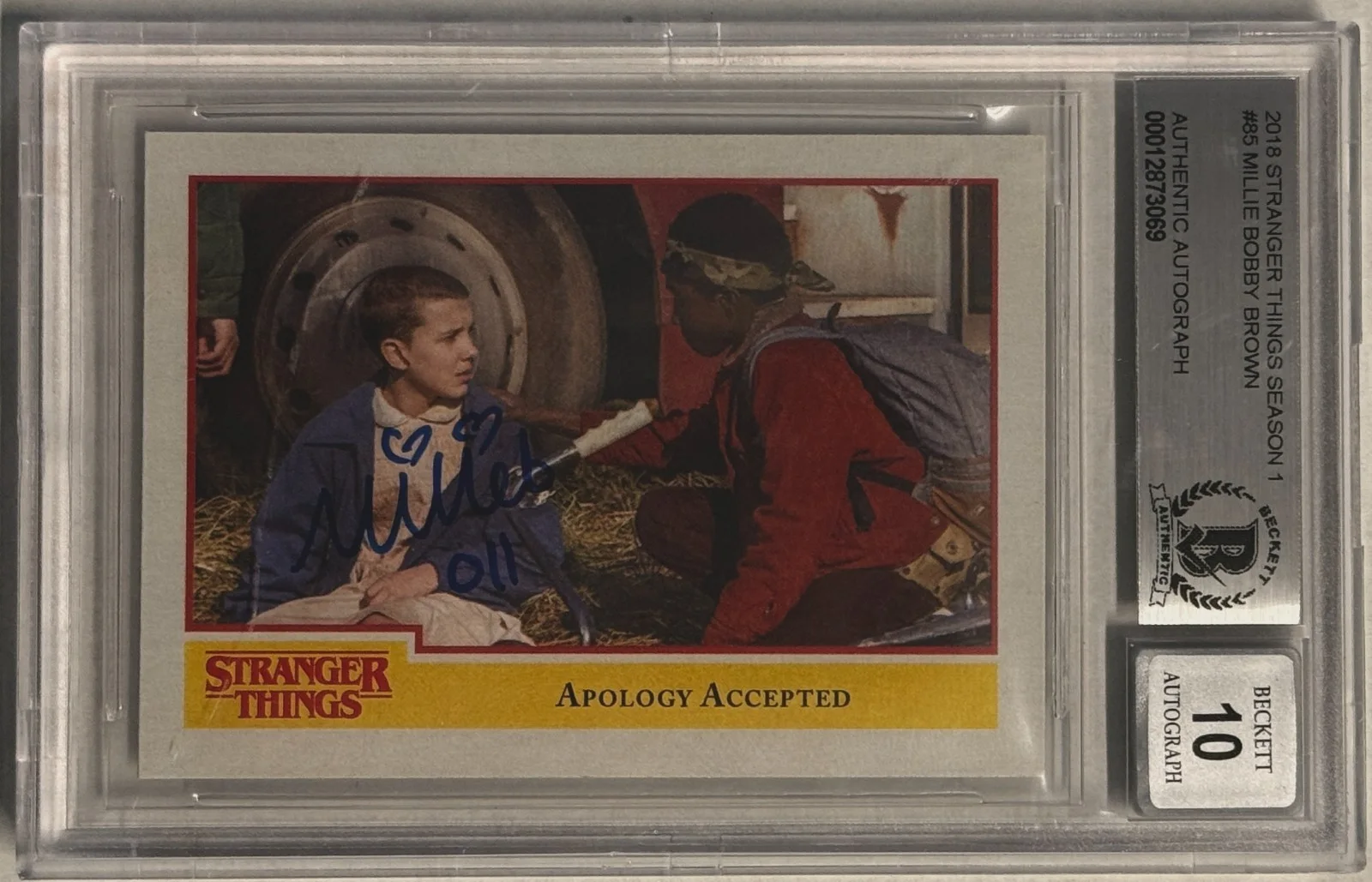Millie Bobby Brown — 2018 Topps Millie Bobby Brown Stranger Things #85 Beckett Authentic AUTO 10, image 2