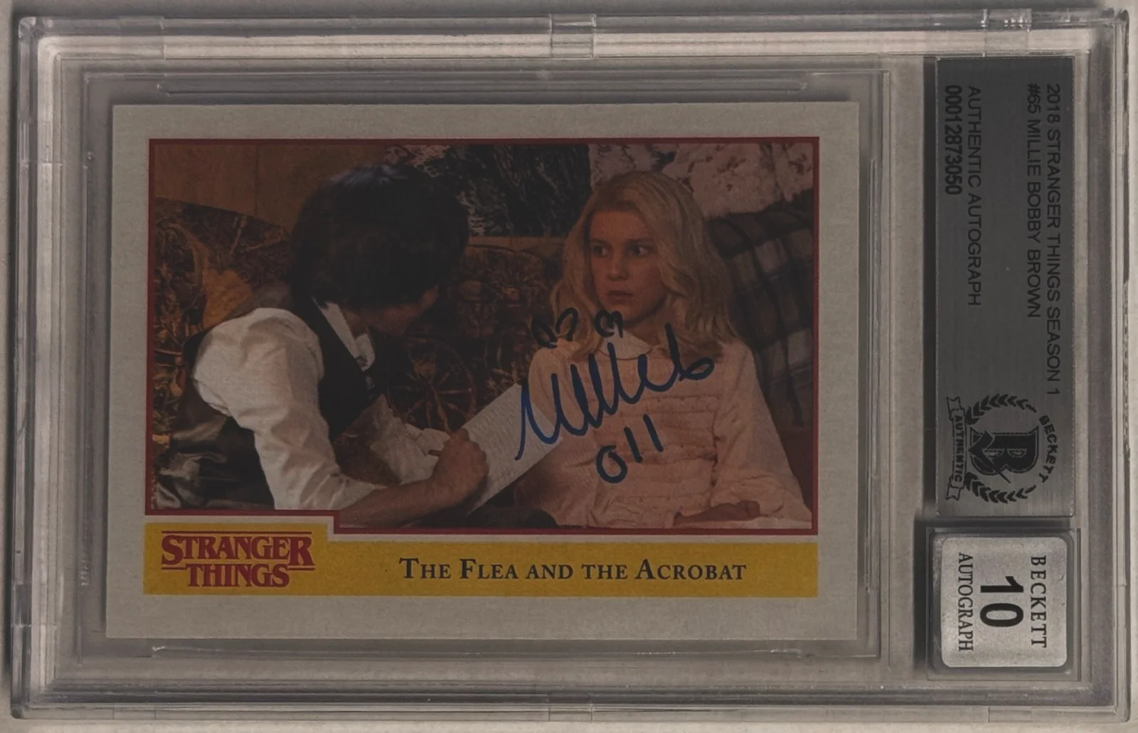 Millie Bobby Brown — 2018 Topps Millie Bobby Brown Stranger Things #65 Beckett Authentic AUTO 10, image 2