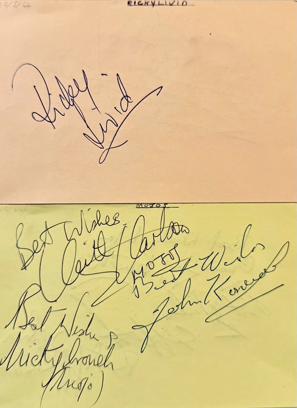 THE MOJOS & The Druids 1960s English Bands Signed Autograph 4x6 ALBUM PAGES ROCK, изображение 2