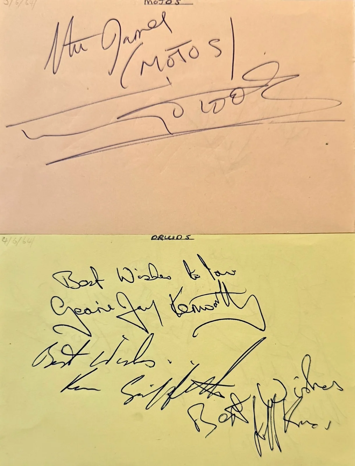 THE MOJOS & The Druids 1960s English Bands Signed Autograph 4x6 ALBUM PAGES ROCK, изображение 3