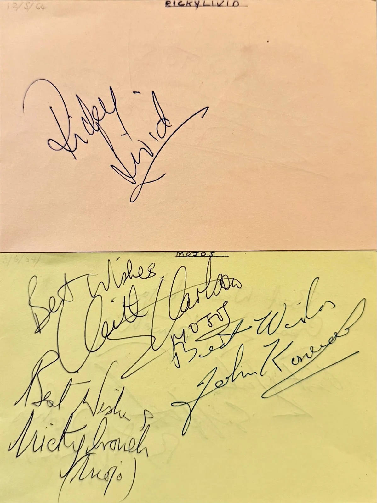THE MOJOS & The Druids 1960s English Bands Signed Autograph 4x6 ALBUM PAGES ROCK, изображение 4