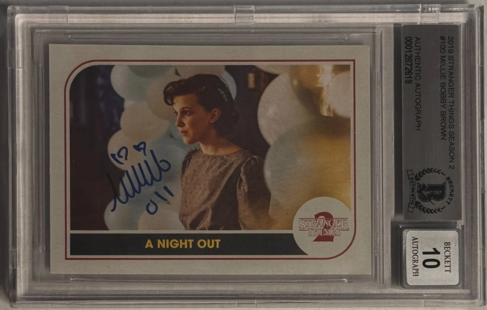 Millie Bobby Brown — 2019 Topps Millie Bobby Brown Stranger Things #100 Beckett Authentic AUTO 10, image 2