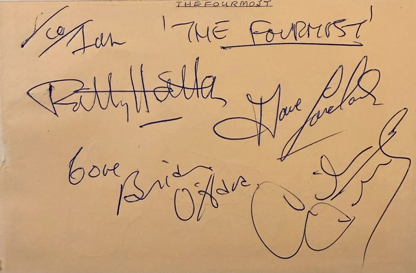 THE FOURMOST English Merseybeat Band Signed Autograph 4x6 ALBUM PAGE, изображение 3
