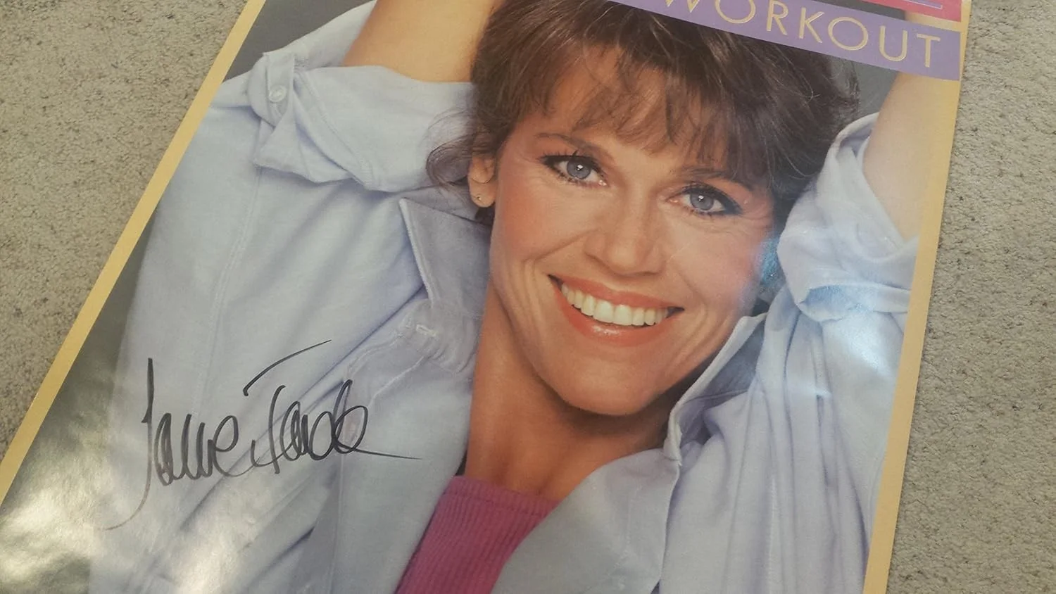 Jane Fonda — * JANE FONDA * gorgeous vintage 24x36" signed 1984 Elektra workout poster, image 2