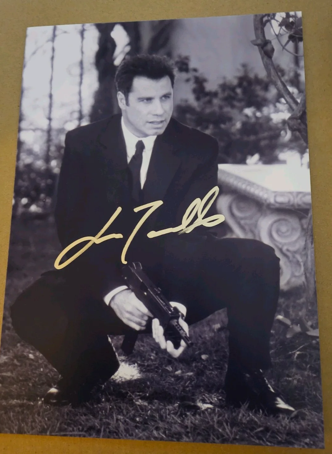 JOHN TRAVOLTA ORIGINAL AUTOGRAPH W/COA 8X12" FACE/OFF B&W PHOTO, PERFECT, изображение 2
