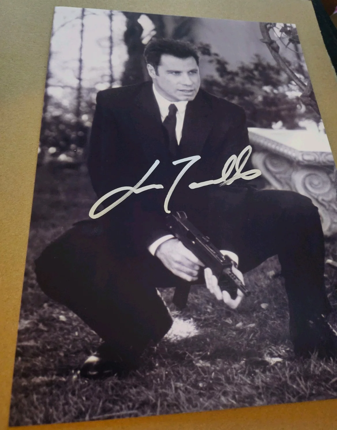JOHN TRAVOLTA ORIGINAL AUTOGRAPH W/COA 8X12" FACE/OFF B&W PHOTO, PERFECT, изображение 4