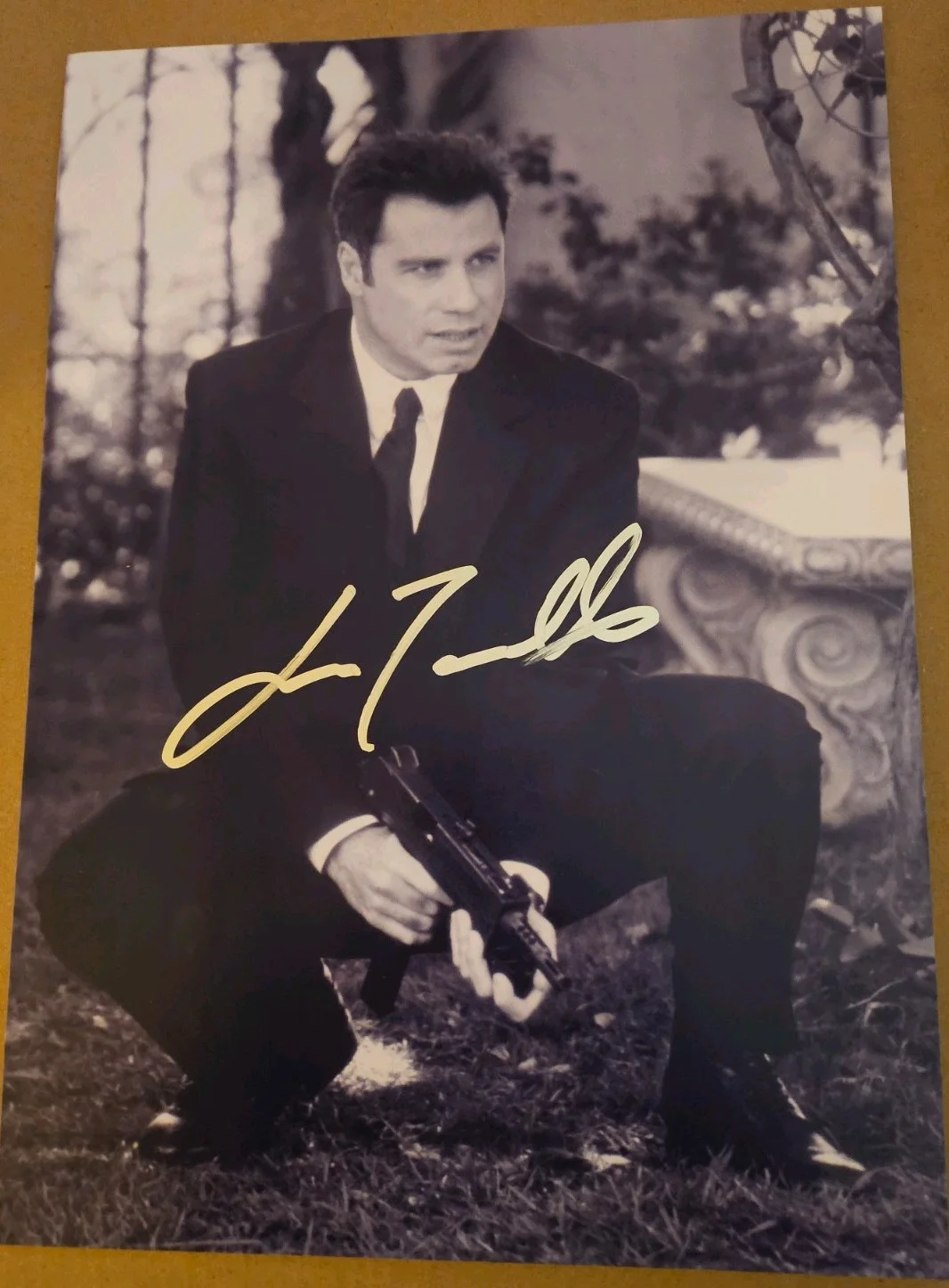 JOHN TRAVOLTA ORIGINAL AUTOGRAPH W/COA 8X12" FACE/OFF B&W PHOTO, PERFECT, изображение 5