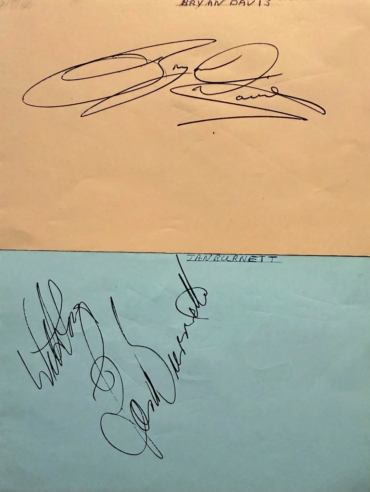 11 total Adrienne Posta, Jane Burnett, Bryan Davies — AUTOGRAPH LOT (1 1) BRITISH Actors & Actresses Signed 4"x6" ALBUM PAGES 8 PAGES, image 3