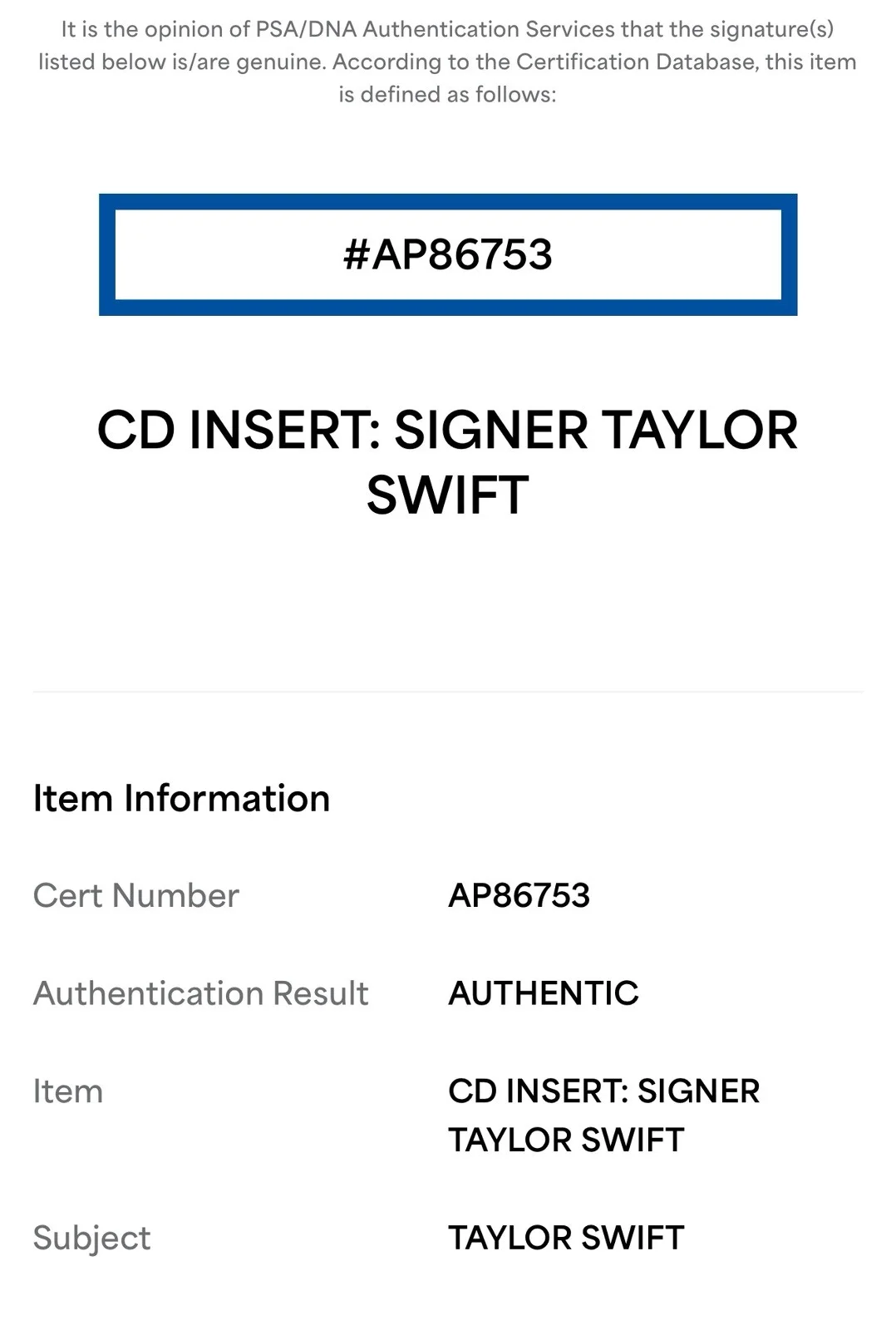 Signed Taylor Swift Autographed “The Life of a Showgirl” CD Insert w/COA Sticker, image 5