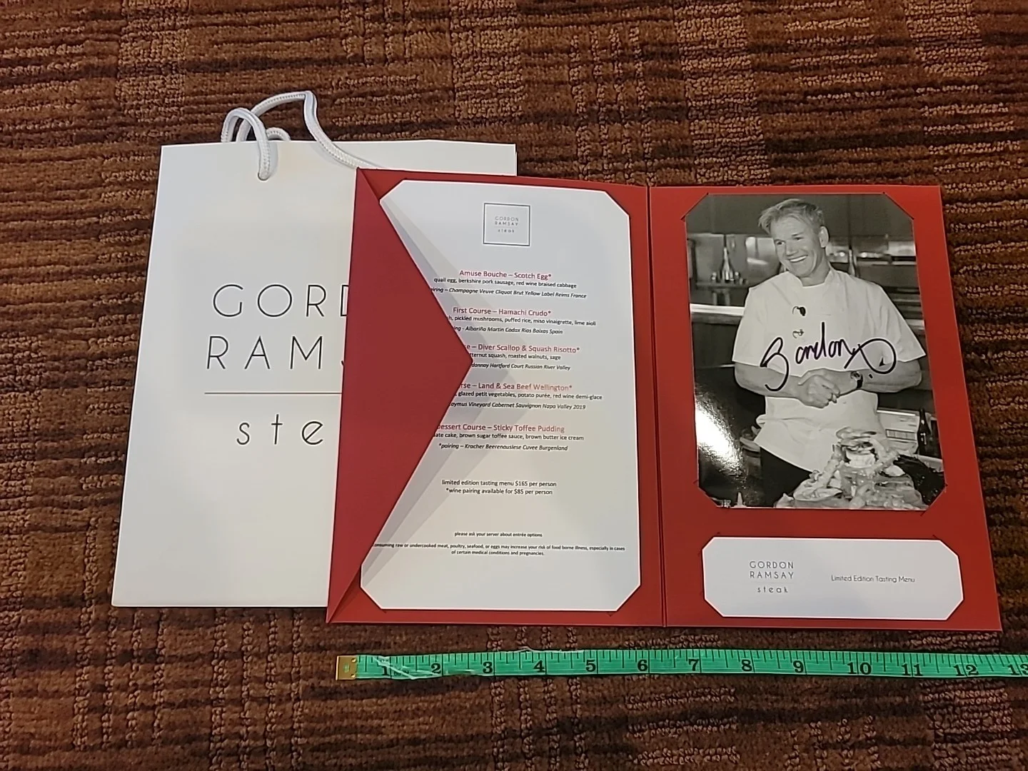 Gordon Ramsay Hand Signed Autograph Photo + Steak Restaurant Tasting Menu..., image 2