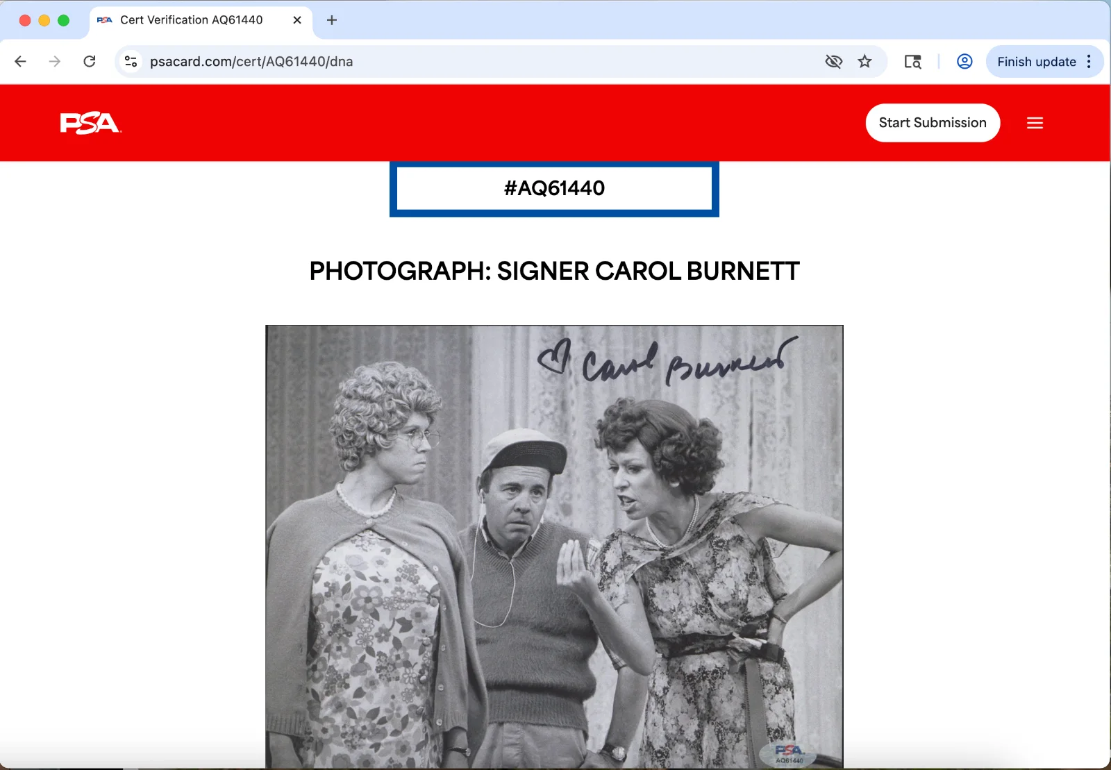 Carol Burnett — Carol Burnett signed 8x10 photo autograph PSA DNA AQ61440, image 3