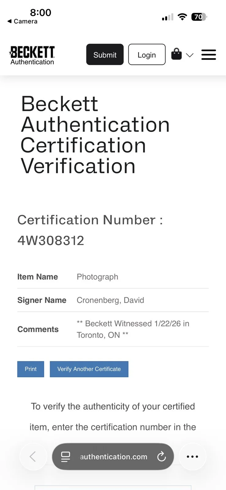 David Cronenberg — David Cronenberg autographed signed The Fly 11x17 photo Beckett COA limited /30, изображение 2