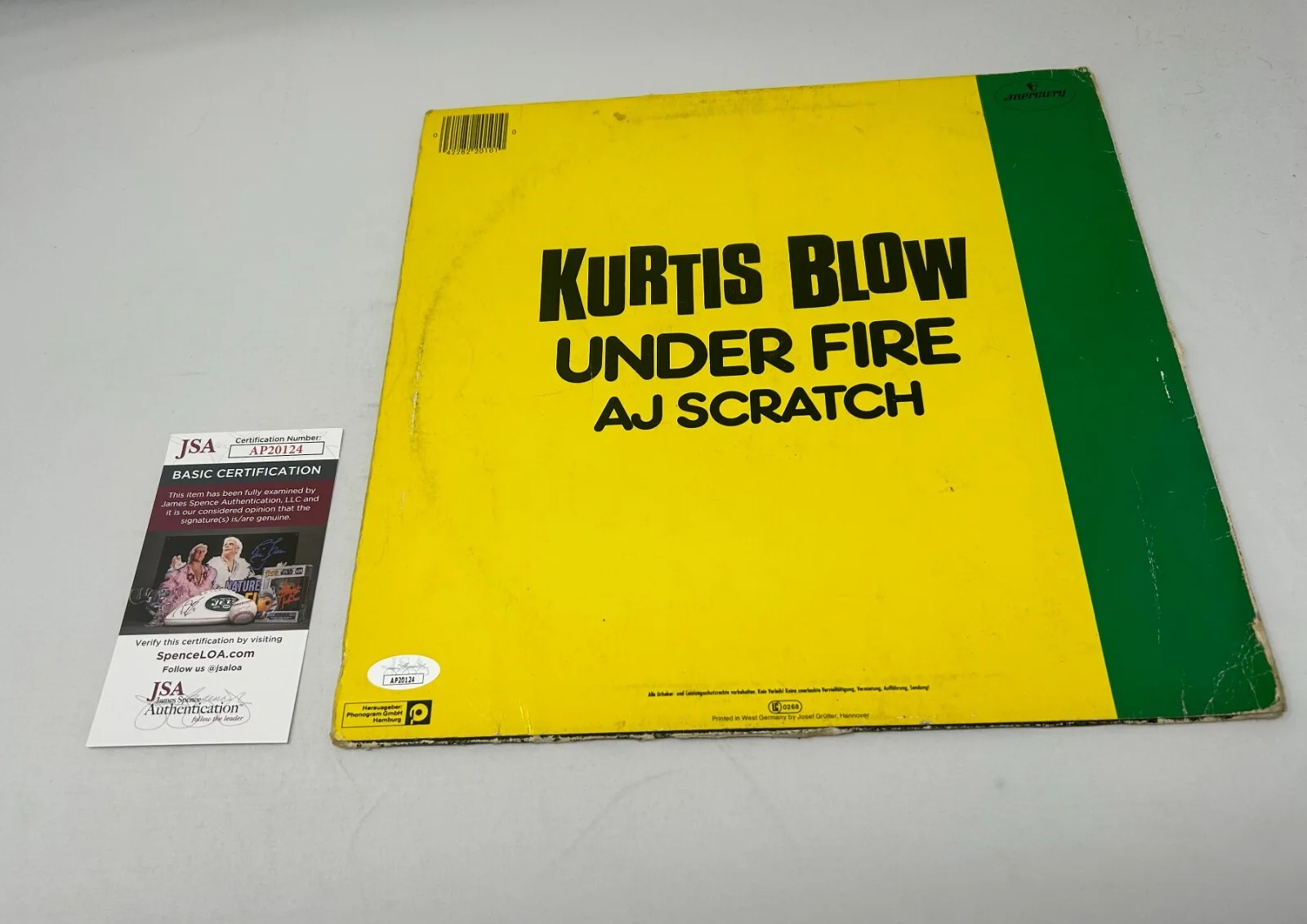 Kurtis Blow signed Under Fire Album JSA COA, image 2