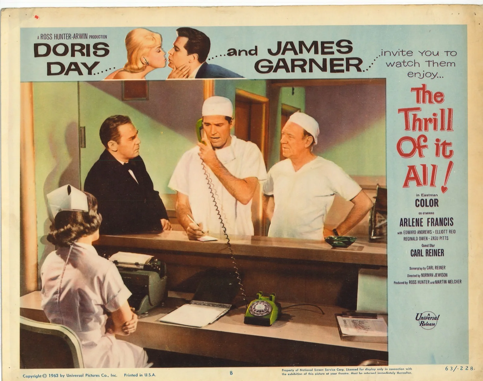 Thrill of It All 8x ORIGINAL US Lobby Cards Doris Day James Garner1963, image 3
