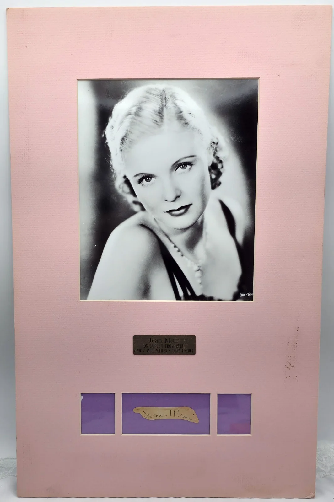 Jean Muir — Photo and Hand Signed Autograph Movie Star Jean Muir Set in a Mat Display