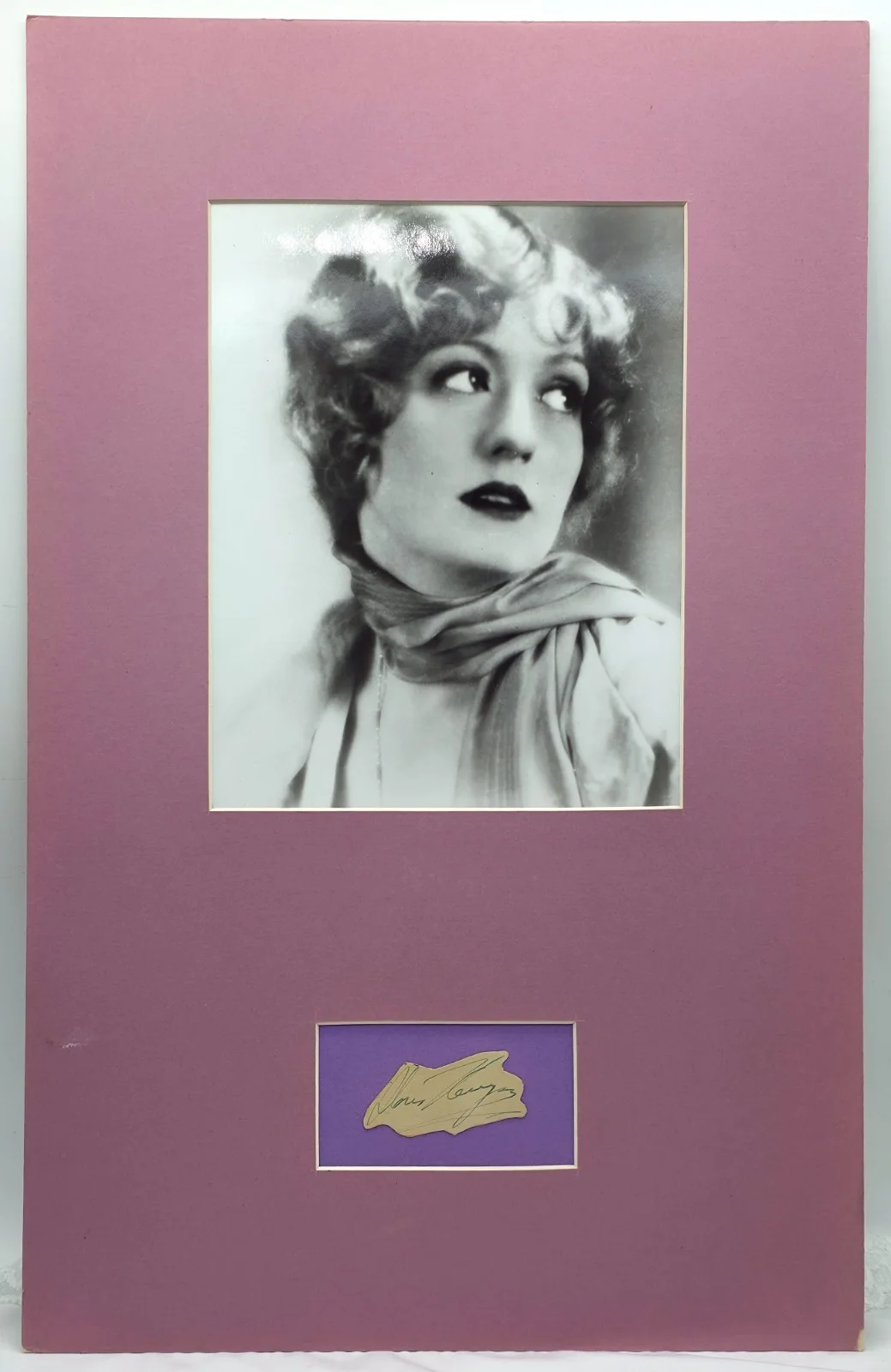 Doris Kenyon — Photo and Hand Signed Autograph Silent Movie Star Doris Kenyon Set in a Mat