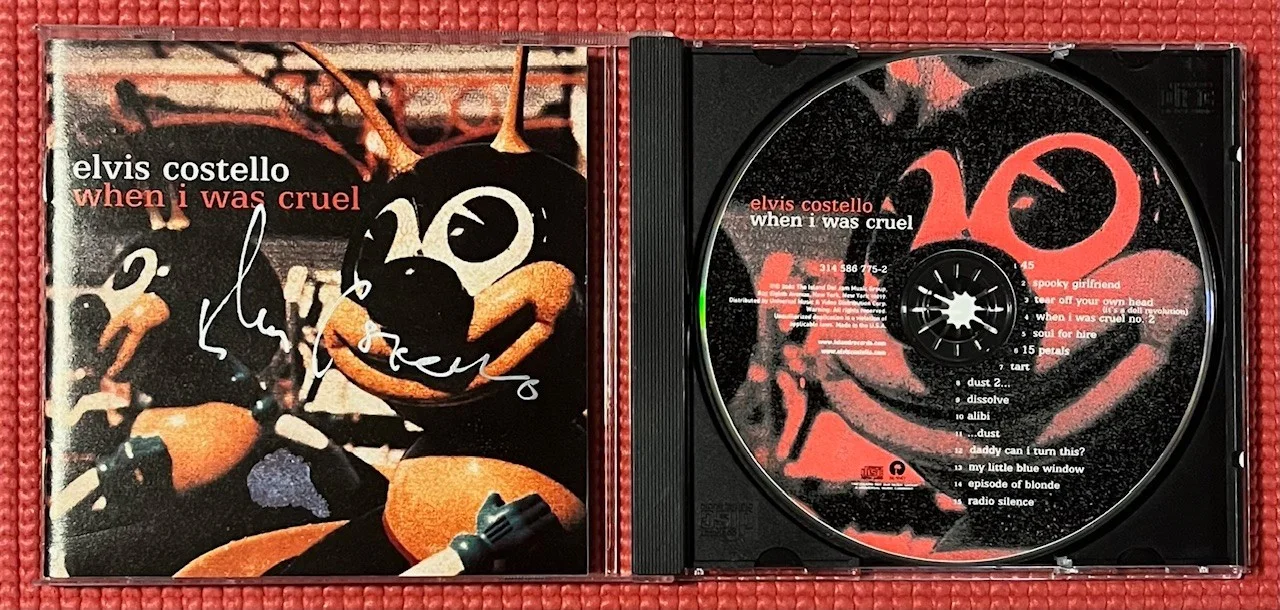 REAL signed ELVIS COSTELLO autographed "WHEN I WAS CRUEL" insert CD Epperson, image 3