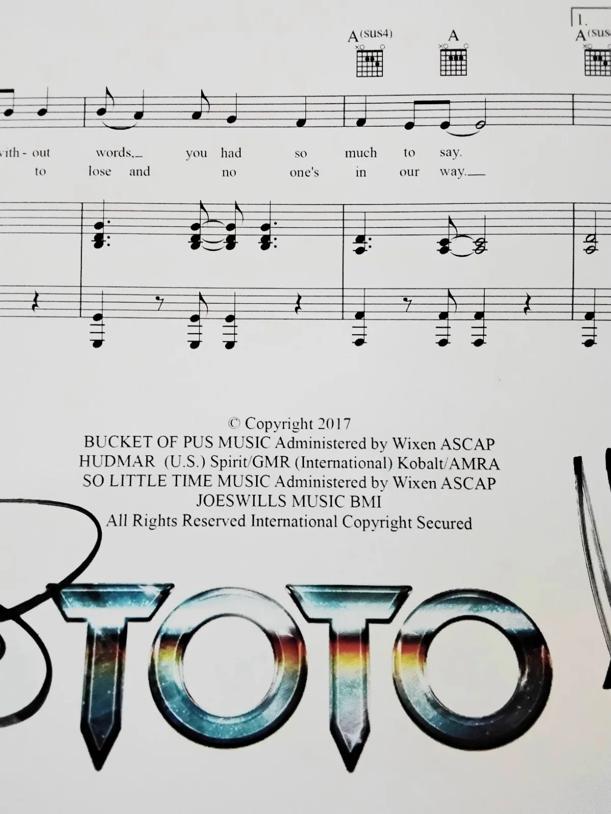 Rare TOTO 3 Autograph/Inscription "Spanish Sea" Sheet Music JSA Authentication, image 5